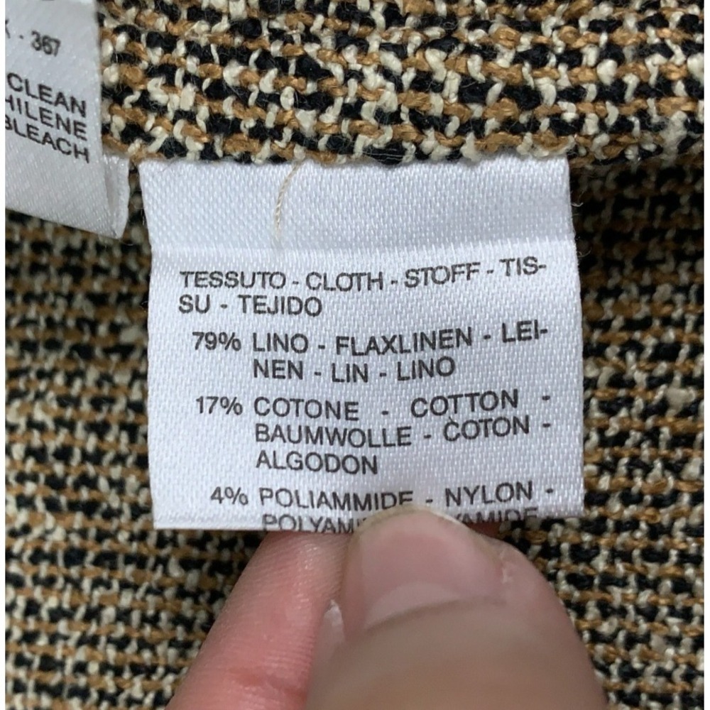 MaxMara Long Tweed Vest Women's 6 Tan Sleeveless Single Button Linen Blend Italy - Picture 6 of 11